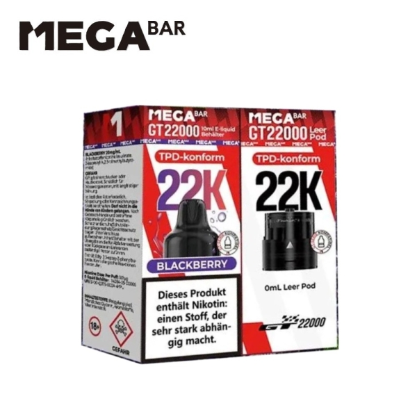 Mega Bar GT 22000  - Blackberry - Prefilled Pod-Liquid 20mg