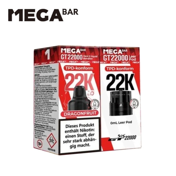 Mega Bar GT 22000  - Dragonfruit - Prefilled Pod-Liquid 20mg